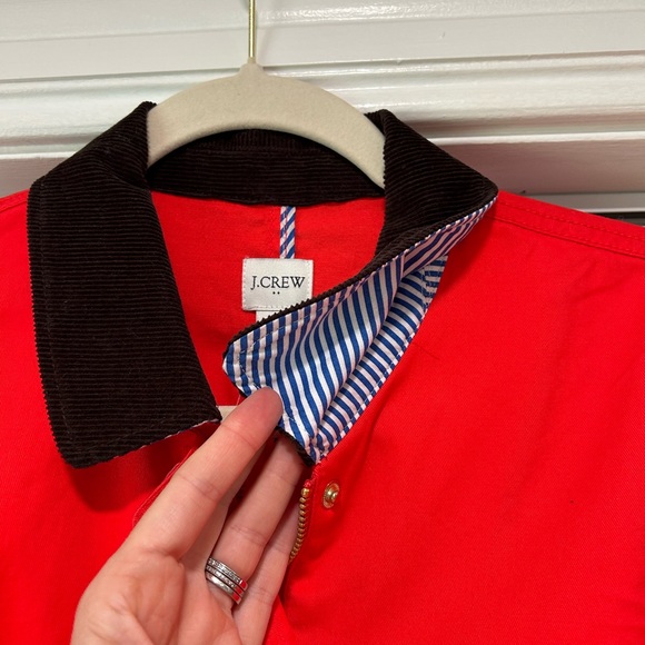 JCrew NWT Red Nautical Lightweight Jacket w/ Corduroy collar & cuffs Women S - Picture 2 of 10
